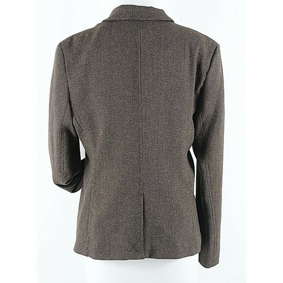 Studio M Sz 12 Brown Multi Tweed One Button Poly Rayon Spandex Jacket - Picture 5 of 7